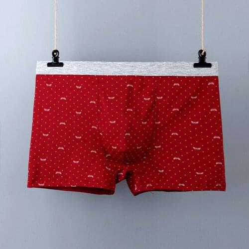 Boxershorts men Large Size Printed Mid-Waist Breathable U Convex Pouch Briefs Fashion Cotton Panties Shorts Men boxers