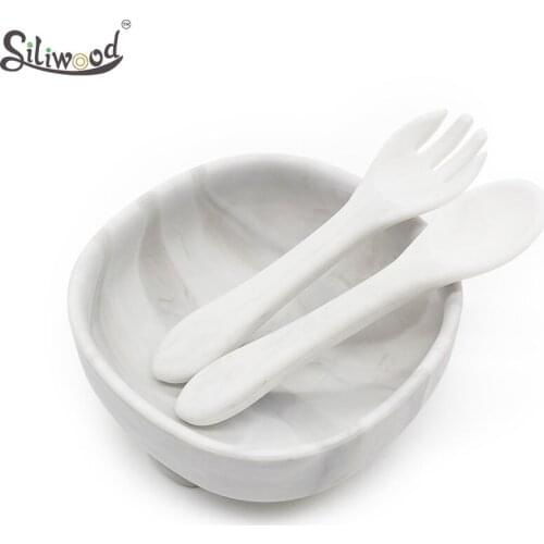 1set Baby Silicone Bowl Feeding Set Kids Dishes Spoon Waterproof Spill-Proof Suction Rotating Bowl Tableware Silicone Plate Dish