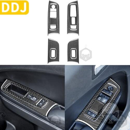 Carbon Fiber Window Lifting Switch Panel Cover Overlay Door Button Frame Sticker For Dodge Charger 2015+ Interior Car Accessory