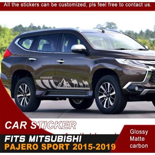 Car Decals Side Door Racing Flag Styling Graphic Vinyl Cool Car Sticker Fit For MITSUBISHI PAJERO Sport 2015 2016 2017 2018 2019