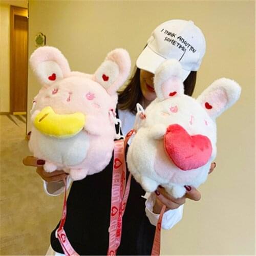 New Plush Rabbit Duck Bag Soft Stuffed Toys Big Ear Bunny Shoulder bag Plush Doll Cartoon Cute Plush Backpack for Girls Kids