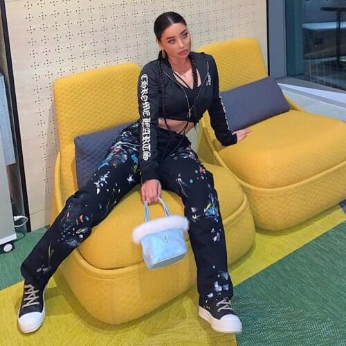 Workwear Cloth Super Thick Terry Front And Back Splicing Ink-Splashing Technology Pure Color Elastic Waist Casual Trousers