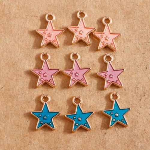 10pcs/lot 8*11mm Enamel Colorful Stars Charms for Earrings Jewelry Making DIY Necklace Pendant and Bracelet Charms Craft