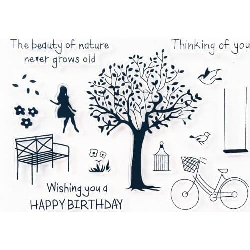 Tree Clear Stamps Silicone for DIY Scrapbooking Card Making Photo Album Crafts Template Stamps Decoration