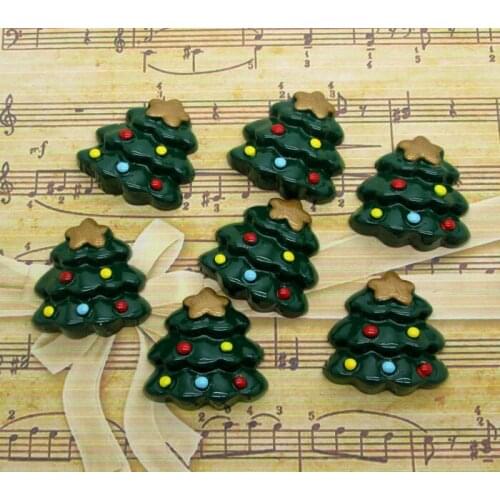 10Pc Resin Christmas Tree Decoration Crafts Kawaii Bead Flatback Cabochon Fridge Magnet Scrapbook DIY Accessories Buttons