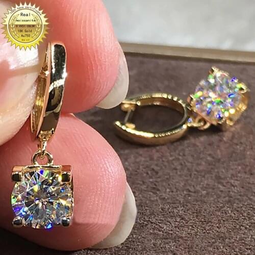 100% 18K Gold A750 gold A pair of Earrings 2Ct 4Ct 6Ct We only sell Best color DVVS Moissanite Earrings
