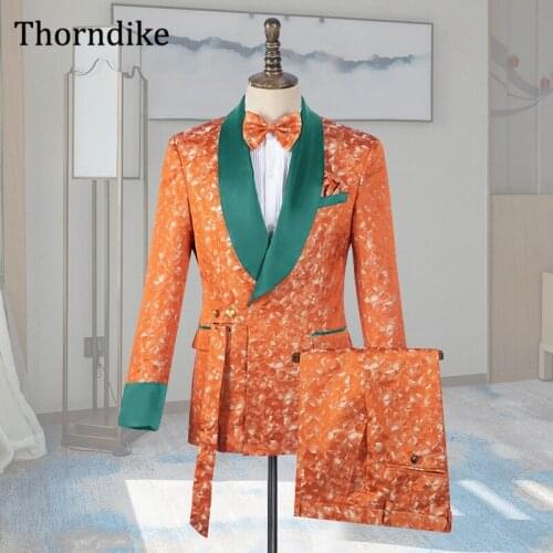 Thorndike Wedding Suits Party Prom Dinner Casual Blazers Custom Regular Style Slim Fit Groom Tuxedos Men Suit Set (Jacket+Pants)