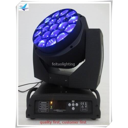 2xlot led beam dj disco stage moving head 19x15w rgbw led moving zoom 4in1 moving head light