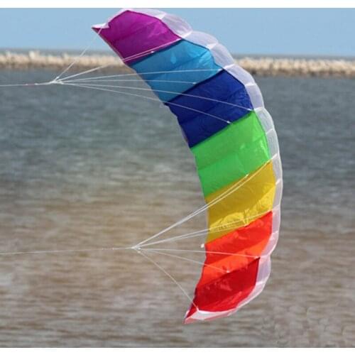 Outdoor High Quality Dual Line1.4m Parafoil Kite With kite handle Power Braid Sailing Rainbow Sports Beach good Flying