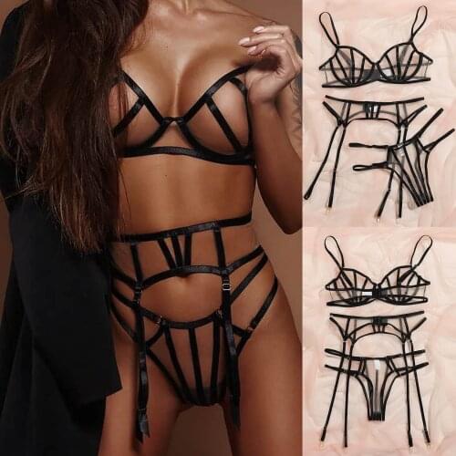 Women Sexy Lingerie Corset Lace Underwire Bra Sets Sex Underwear Lenceria Sleepwear Bra Panties Garter Underwear G-String Set