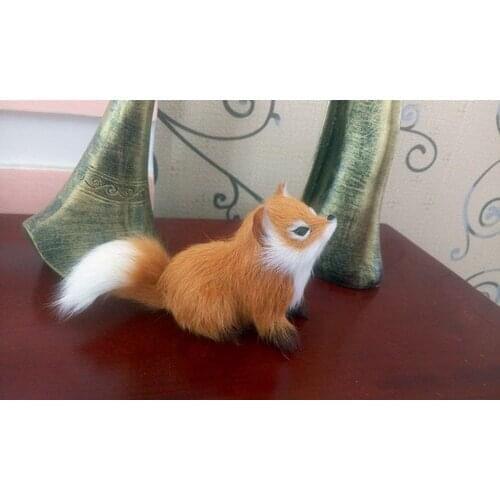 10 pieces a lot simulation fox toys polyethylene & furs handicraft mini yellow fox dolls about 12x7cm 043