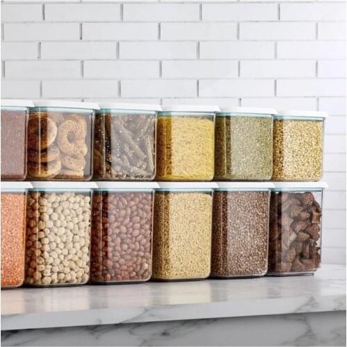 12 Pcs High Quality Storage Box Food Set Organizer Pantry Spice Vacuum Container Storing Grain Legumes