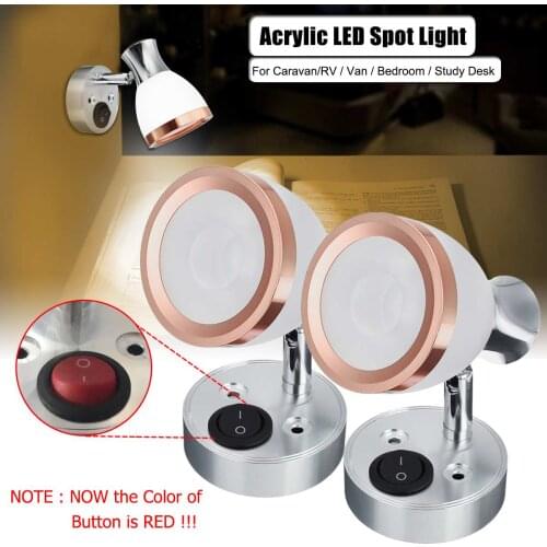 12V 3W LED Car Interior Light Spot Light Reading Light For Camper Van Caravan Motorhome Boat VW T4 T5 RV Truck Marine