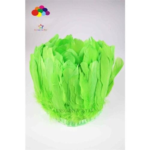 2Yards/Lots 100% natural Goose Feather Trims Dyed Feather Ribbons grass green 15-20cm/6-8inch Fringes Cloth Belt DIY decoratives