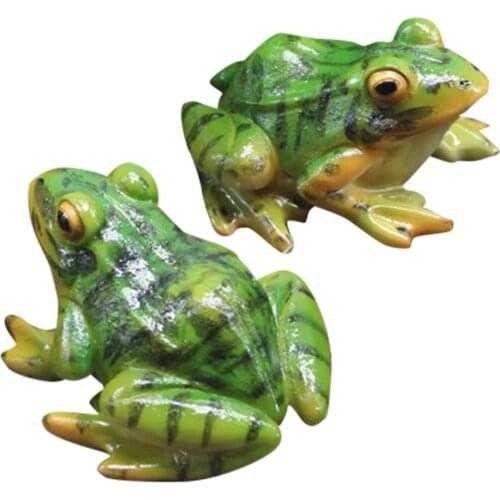 2pcs Resin Sitting Frogs Statue Outdoor Garden Store Decorative Frog SResin Bonsai Figurine Mini Gnome Moss Animals Ornament