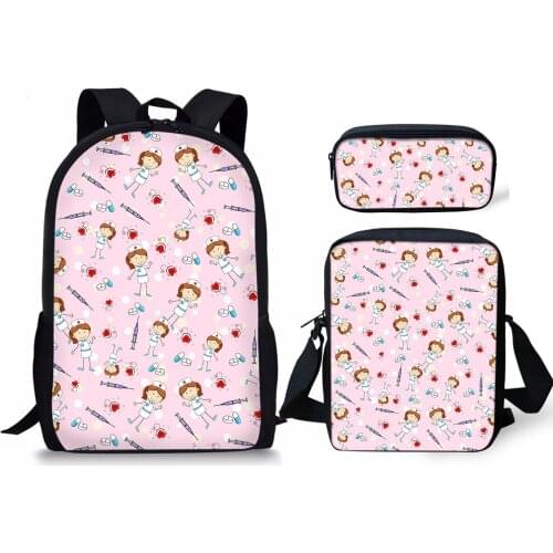 Students Nurse Bear Kids School Bags Set For Girls Bookbag And Pencil Bag Primary Bagpack Shoulder Book Bags Pencil Case 3pcs