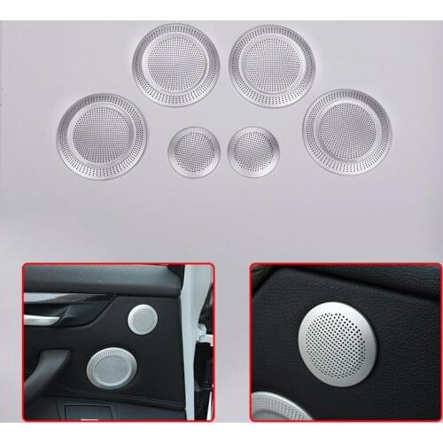 For BMW X1 F48 2016-2019 Car Accessories Aluminum Alloy Car Door Speaker Cover Trim 6 Pcs