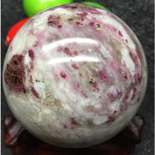 60mm RUBELLITE Pink Tourmaline Crystal in Granite Sphere