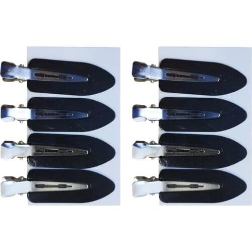 8x Plastic No Bend Pin Curls Clips Set Makeup Barber Bangs Clamps Kit Black