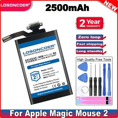 LOSONCOER 2500mAh A1672 020-00634 Battery For Apple Magic Mouse 2 Wireless Mouse Batteries