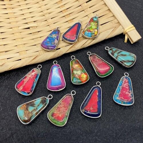 Turquoise Pendant Color Stitching Jewelry Irregular Shape for DIY Handmade Lady Charm Necklace Earrings Bracelet Pendant Jewelry