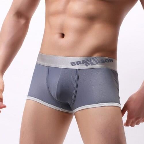 Brand BRAVE PERSON solid Underwear Men Sexy boxer shorts High Quality Jacquard Nylon Underwear Male Fashion boxers For Man