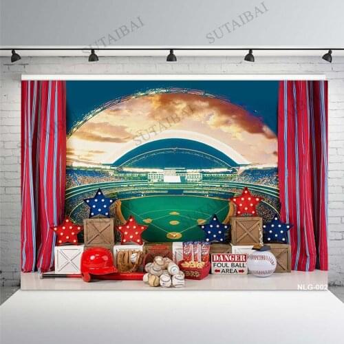 Baseball Sports Arena Green Photography Backdrop Stadium Star Decoration Newborn Baby Birthday Banner Photo Background Studio