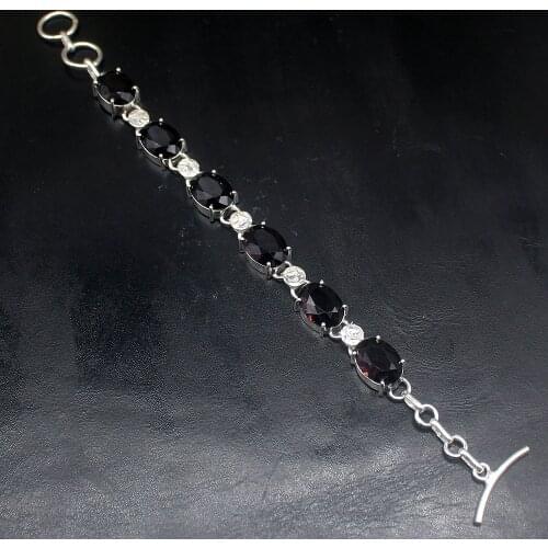 Hermosa Jewelry Gentle Purple Amethystt Shiny Silver Color Charms Chain Links Bracelets For Women Ladies Gift 19cm 20213462