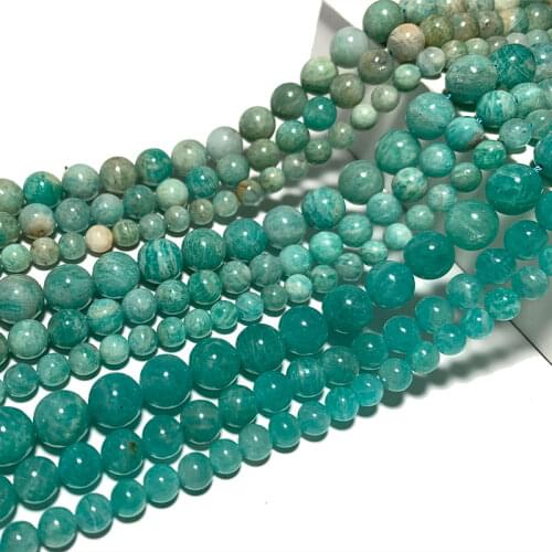 Fine 100% Natural Amazonite (A) (AA) (AAA) Loose Round Stone Beads For Jewelry Making DIY Bracelet Necklace 6/8/10MM 15