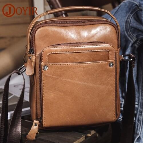 JOYIR Genuine Leather Men Shoulder Bag Crossbody Bags for Men High Quality Small Messenger Bag for 9.7" iPad Flap Handbags Tote