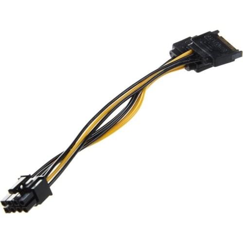 Dual 15 Pin SATA Male to PCIE 8Pin(6+2) Male Video Card Power Cable