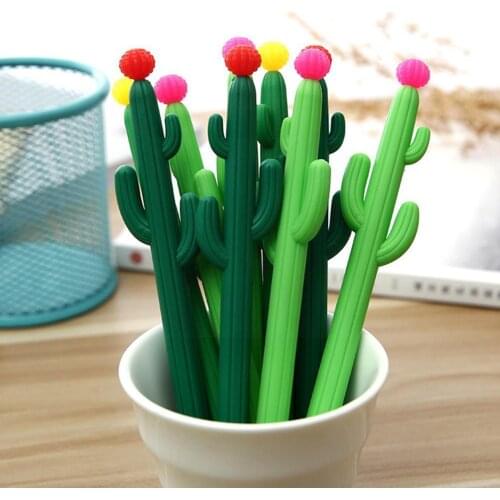Stationery Cartoon Cute Cactus Styling Pen Creative Authentic Pen Pen Office School Pen Supplies Ink 0.5mm Gel The Signatur F1W0