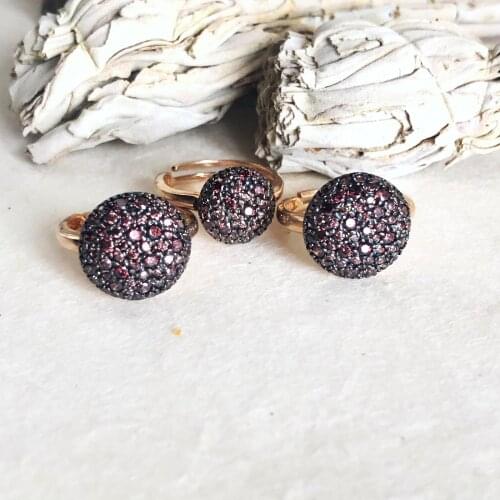 Ring and earrings gold rose