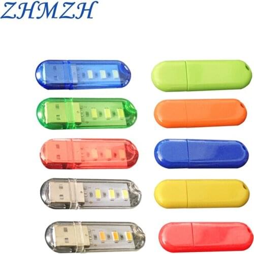 2PCS/lot 3LEDs 1.5W Reading Lamps USB Night Lights Mini Book Light Portable U Disk LED Lamp Power Bank Powered 12 colors