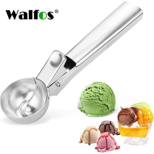 WALFOS Cookie Scoop - Stainless Steel Ice Cream Scoop With Easy Trigger Dipper For Fruits Cookie Dough And Water Melon Spoon