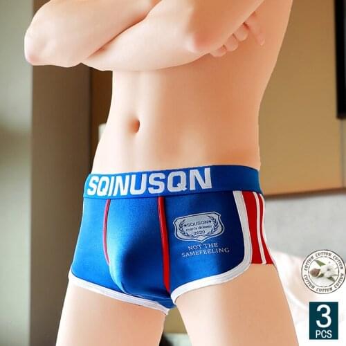 3pcs / Lot Men 's Cotton Boxers U-convex Pouch Shorts Intimate Casual Breathable Fashion Sexy Boxers Sports Male Shorts