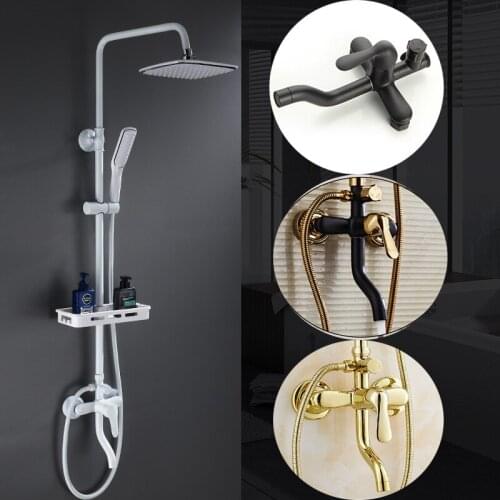 1 Set Bathroom Rainfall Shower Faucet Set Single Handle Mixer Tap Wall Mounted Bath Shower Sets