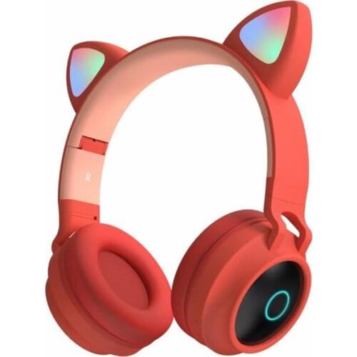 New Arrival Red Color LED Cat Ear gaming Headphones Bluetooth 5.0 Girls Gift Hi-Fi stereo earphones With Mic Noice Cancelling