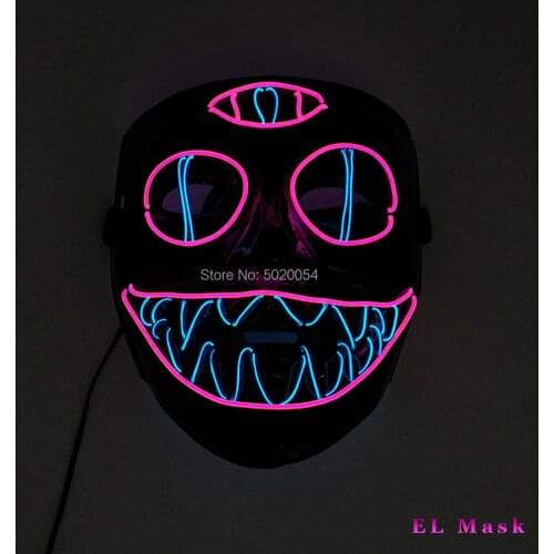 New design Party decorative Neon EL Party Mask Horror clown mask Festival mask For Halloween Eater Terror Theme Party