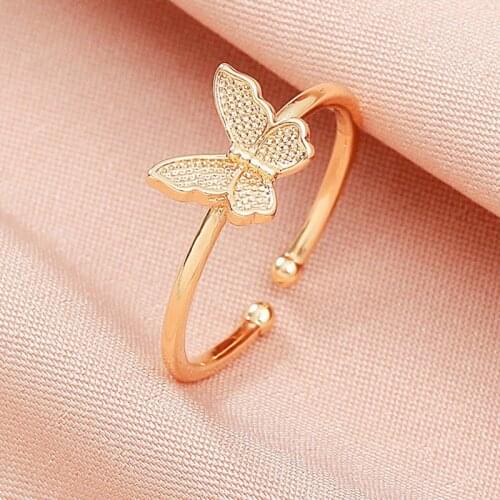New Design Fashion Jewelry Opening High-grade Copper Inlaid Zircon Butterfly Ring Luxury Shiny Cocktail Party Ring For Women