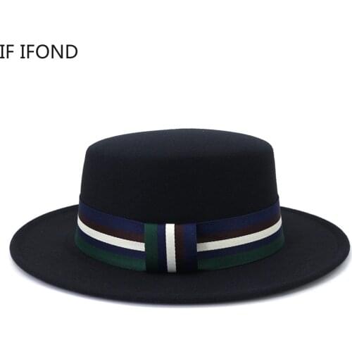 New Felt Fedoras Hat Casual Bowler/Derby Flat Top Jazz Hats for Men Women Wedding Party Church Hats