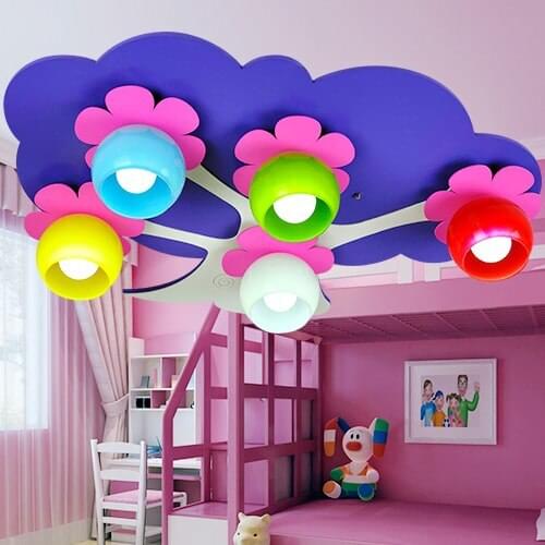 Childrens room originality Ceiling light cute for bedroom Kindergarten Princess purple flowers baby ceiling lights CL