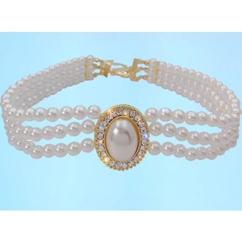 New Multilayers Imitation Pearl Choker Rhinestone crystal Necklaces for Women Jewelry Irregular Pearls Pendant Wedding Necklace