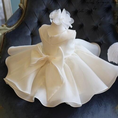 Baby Girl Clothes White Dress for Party Wedding Princess Tulle Dress for Girl Baptism Christenung 1st Birthday Ball Gown Dresses