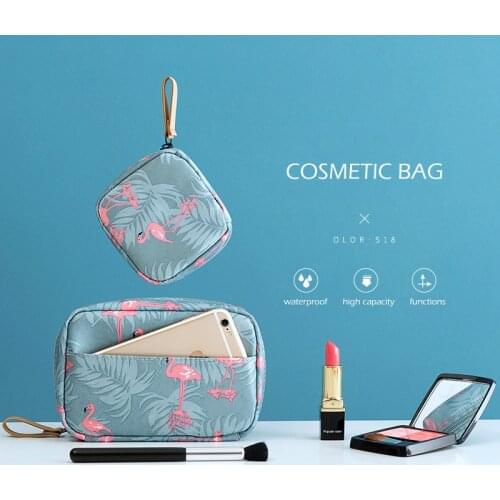 Portable Storage Bag Waterproof Travel Cosmetic Bag Women Flamingo Style Luggage Organizer Makeup Bags Two Size Smell Proof Bag