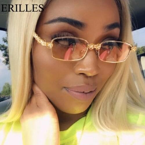 Luxury Diamond Rectangle Sunglasses Women Fashion Steampunk Rhinestone Sun Glasses Crystal Vintage Shades Eyeglasses UV400