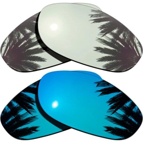 Silver Mirrored+Ice Blue Mirrored Coating) 2-Pairs Polarized Replacement Lenses for Monster Dog 100% UVA & UVB Protection