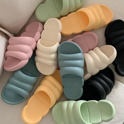 Unisex Floor Slippers Women Men Summer Fashion Home Bathroom Sandals Thick Bottom Couple Slides Non-Slip Indoor Shoes Size 36-45