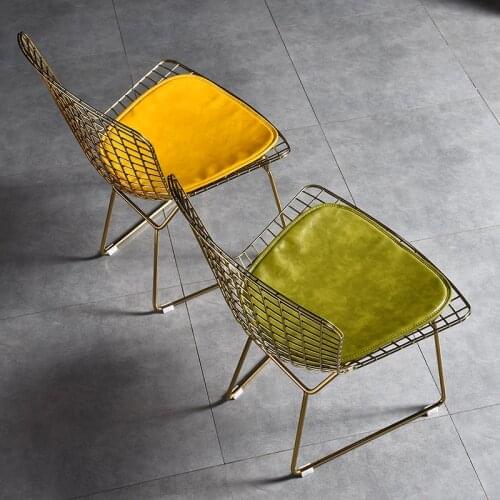 Nordic Wind Ins Grid Chair Net Red Hollow Gold Dining Chair Back Chair Dressing Stool Wrought Iron Creative Home