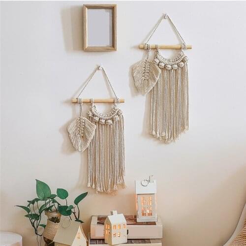 Modern Style Home Decorations White Tassel Wall Hangings Living Rooms Sofa Bedroom Gifts Pendants Leaves Shape Ornaments